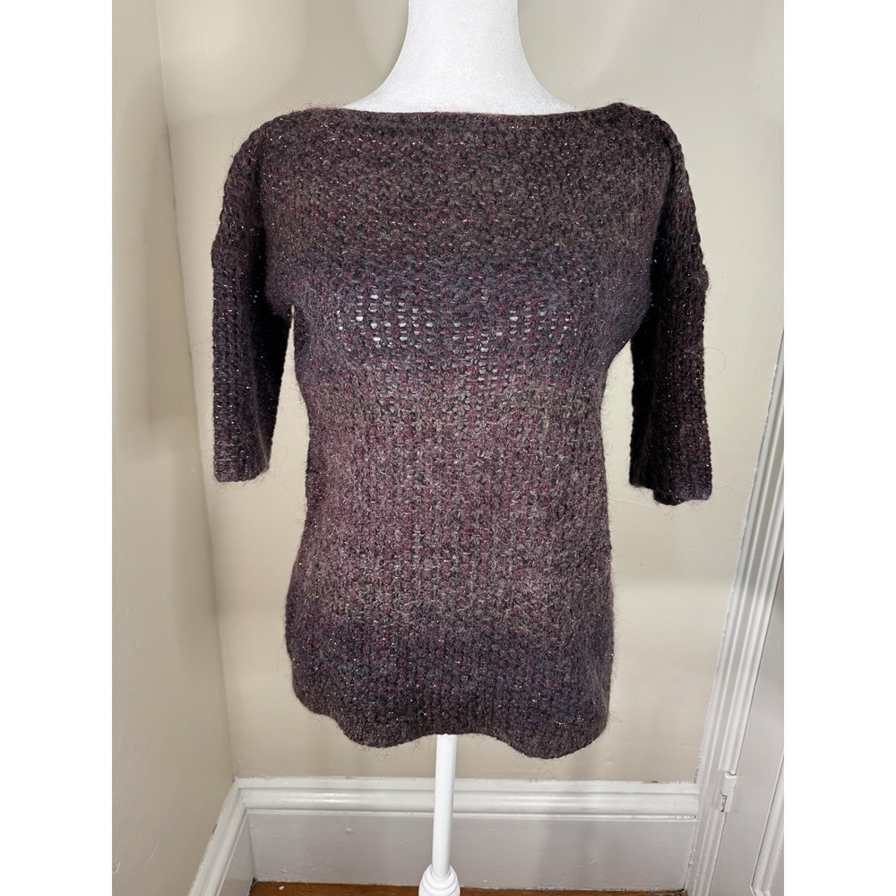 Anthropologie Elsamanda Knit Sweater Size Small Purple/Burgundy Wool Mohair‎